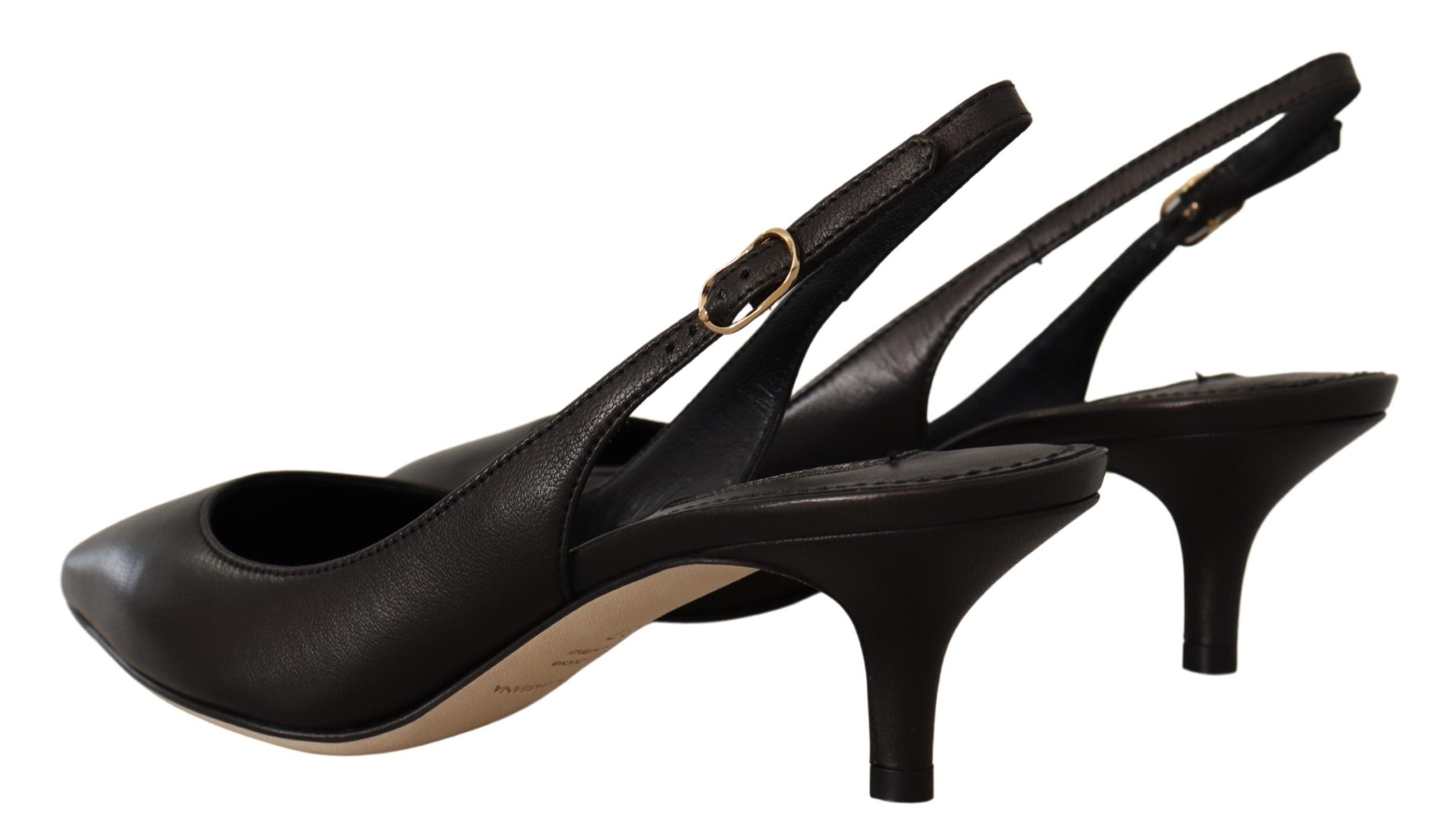 Dolce & Gabbana Elegant Black Leather Slingbacks Heels - ACCEXO