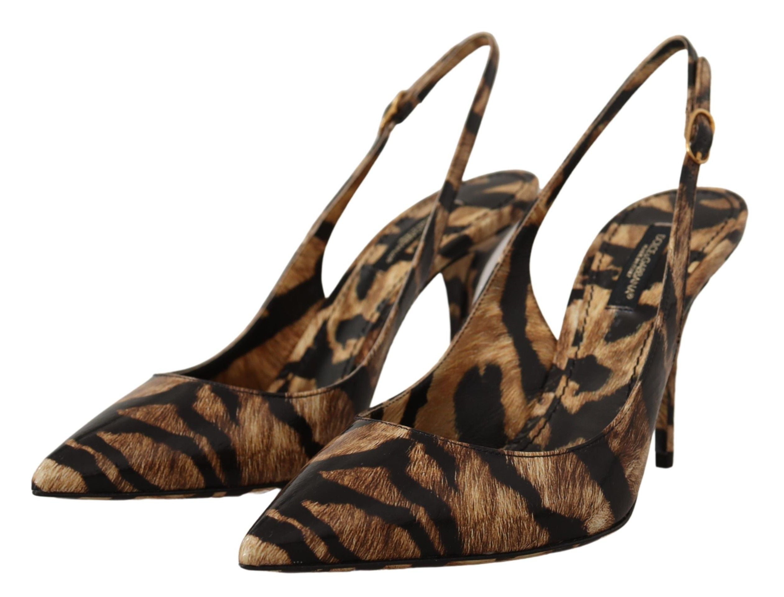 Dolce & Gabbana Tiger Pattern Slingback Heels Pumps - ACCEXO