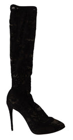 Dolce & Gabbana Elegant Stretch Sock Boots in Sleek Black - ACCEXO