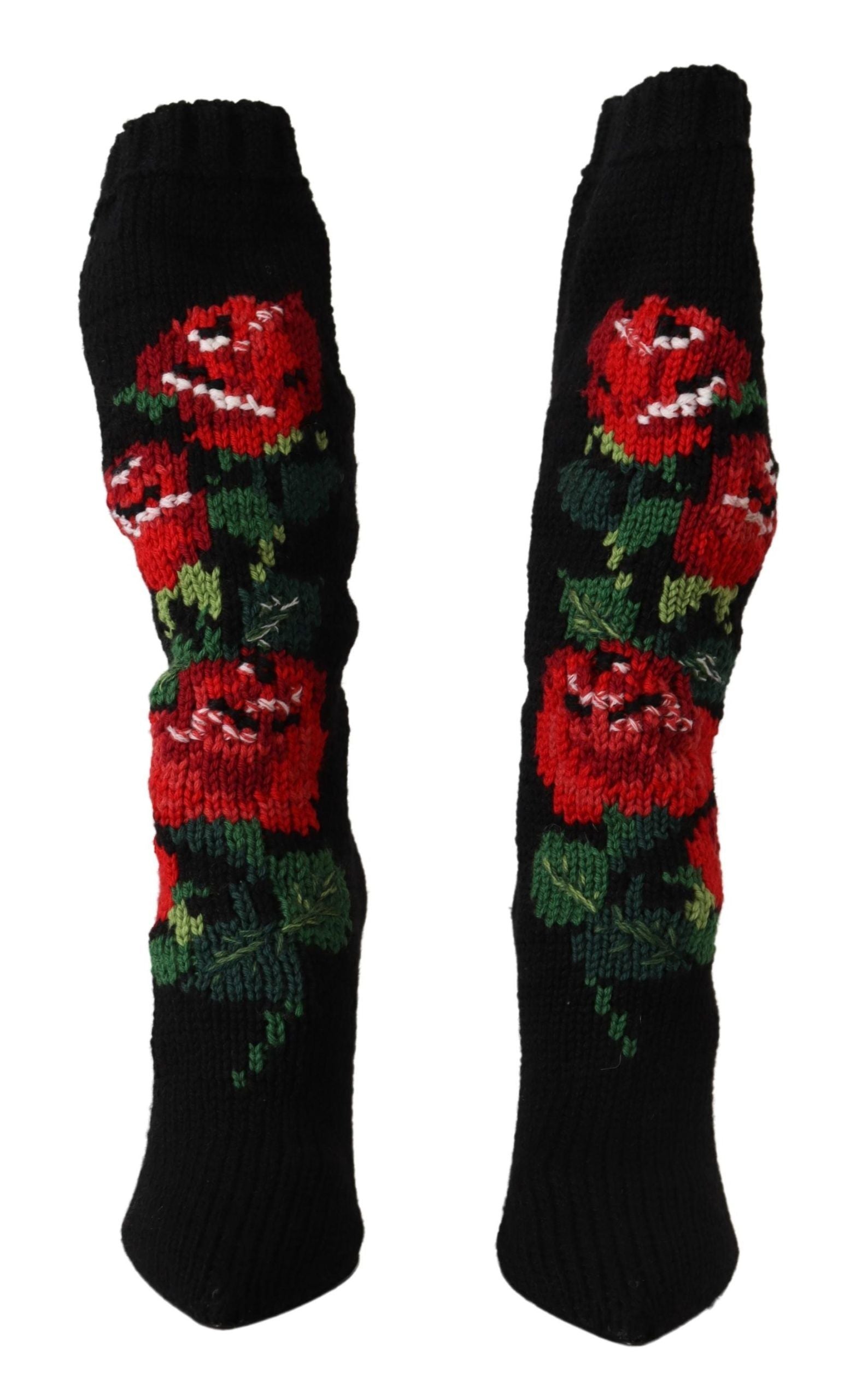 Dolce & Gabbana Elegant Sock Boots with Red Roses Detail - ACCEXO