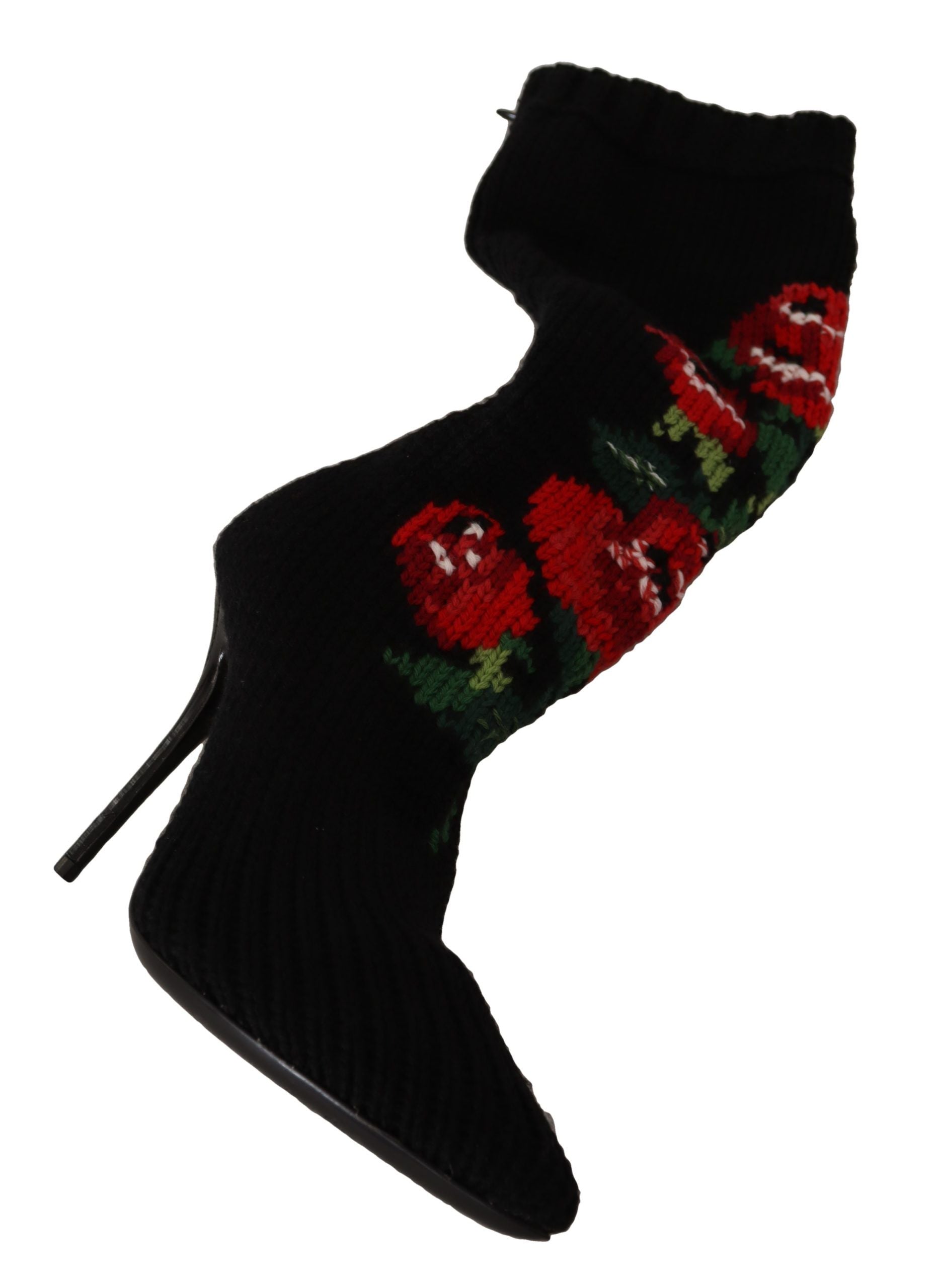 Dolce & Gabbana Elegant Sock Boots with Red Roses Detail - ACCEXO