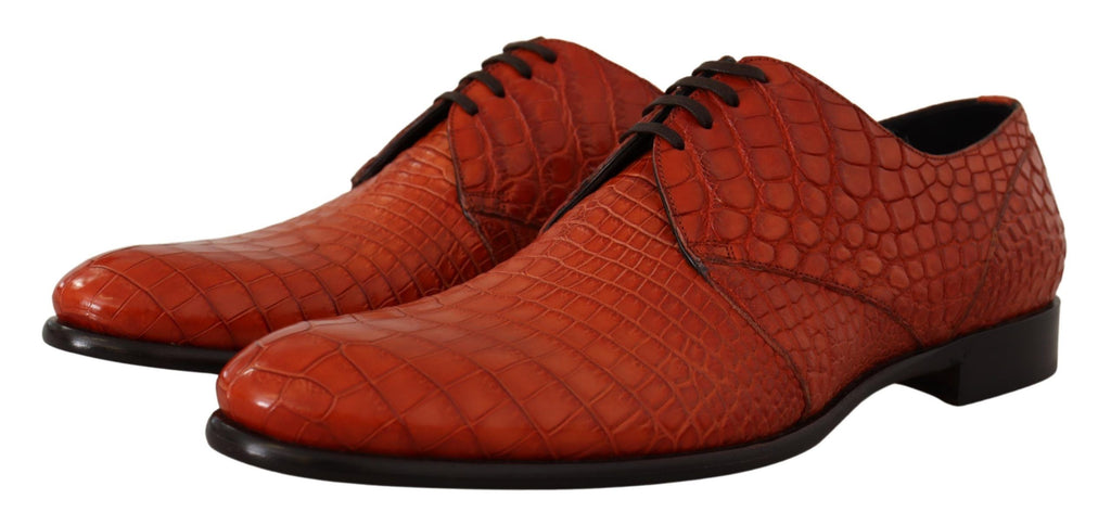 Dolce & Gabbana Exotic Orange Croc Leather Laceup Dress Shoes - ACCEXO