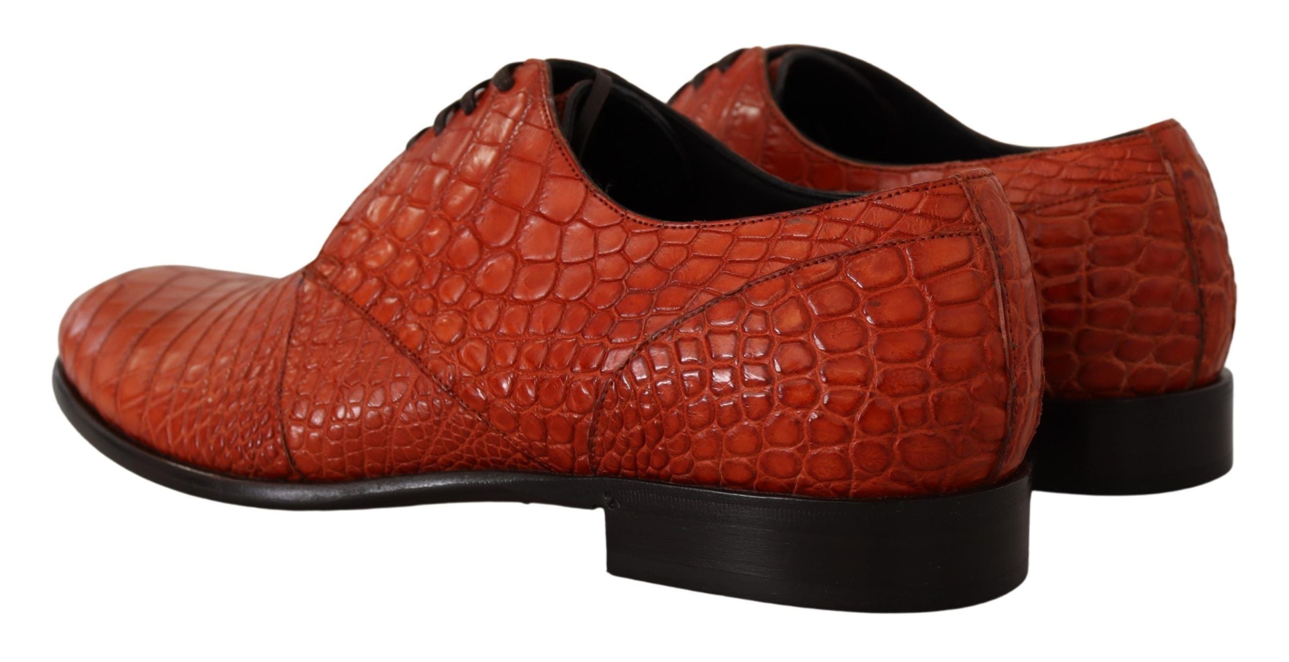 Dolce & Gabbana Exotic Orange Croc Leather Laceup Dress Shoes - ACCEXO