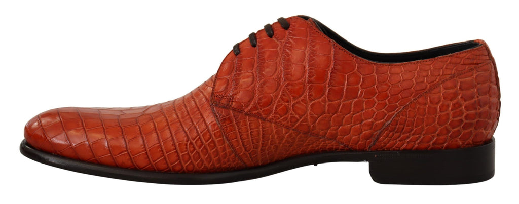 Dolce & Gabbana Exotic Orange Croc Leather Laceup Dress Shoes - ACCEXO