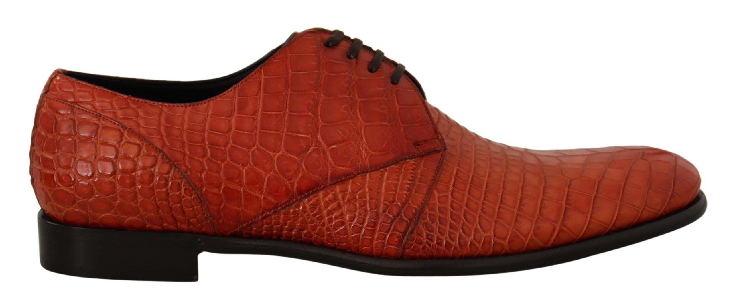 Dolce & Gabbana Exotic Orange Croc Leather Laceup Dress Shoes - ACCEXO Main image