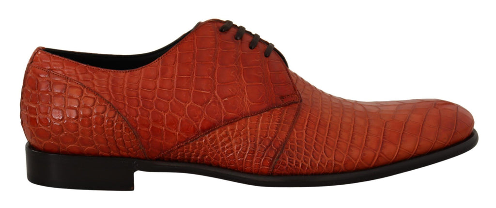 Dolce & Gabbana Exotic Orange Croc Leather Laceup Dress Shoes - ACCEXO