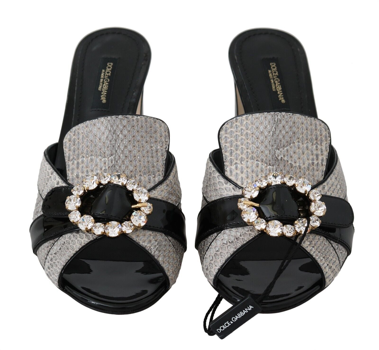 Dolce & Gabbana Crystal-Embellished Exotic Leather Sandals - ACCEXO