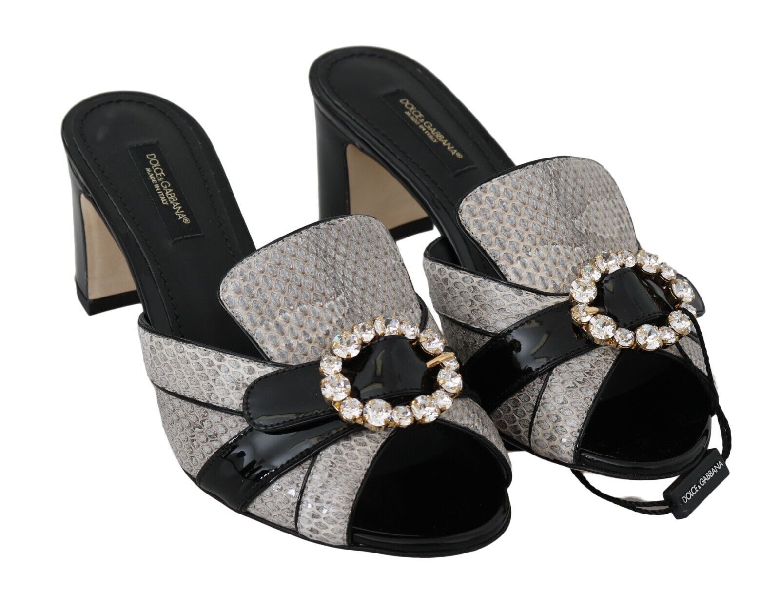 Dolce & Gabbana Crystal-Embellished Exotic Leather Sandals - ACCEXO