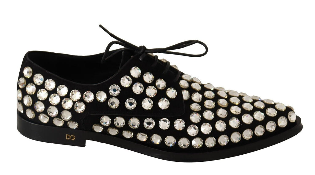 Dolce & Gabbana Elegant Crystal-Embellished Lace-Up Flats - ACCEXO