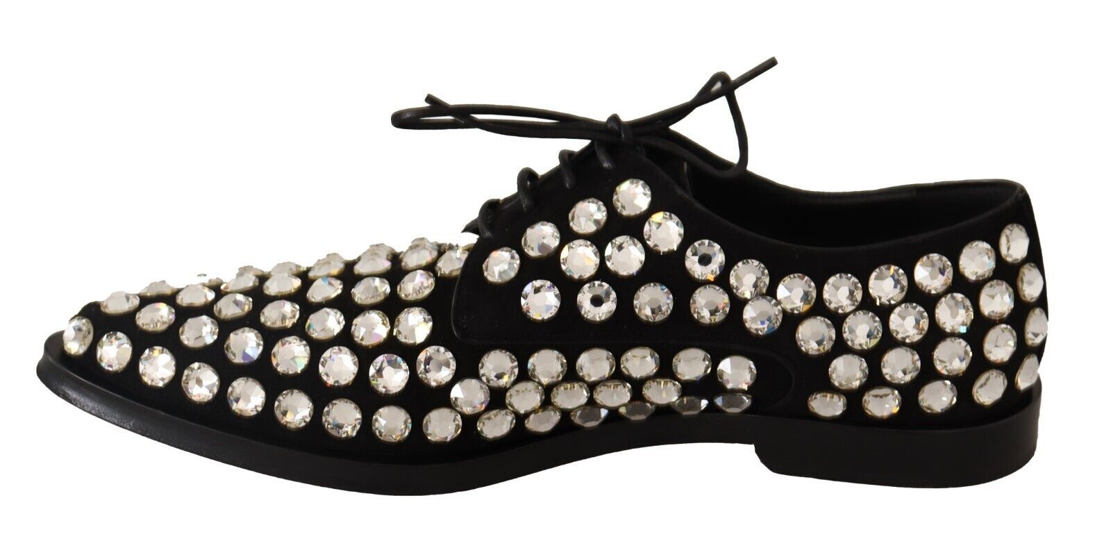 Dolce & Gabbana Elegant Crystal-Embellished Lace-Up Flats - ACCEXO