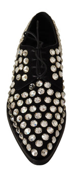 Dolce & Gabbana Elegant Crystal-Embellished Lace-Up Flats - ACCEXO