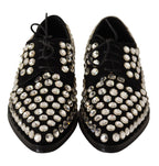 Dolce & Gabbana Elegant Crystal-Embellished Lace-Up Flats - ACCEXO