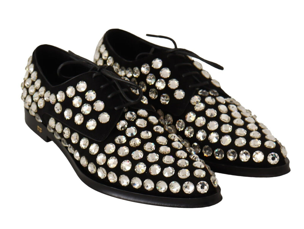 Dolce & Gabbana Elegant Crystal-Embellished Lace-Up Flats - ACCEXO