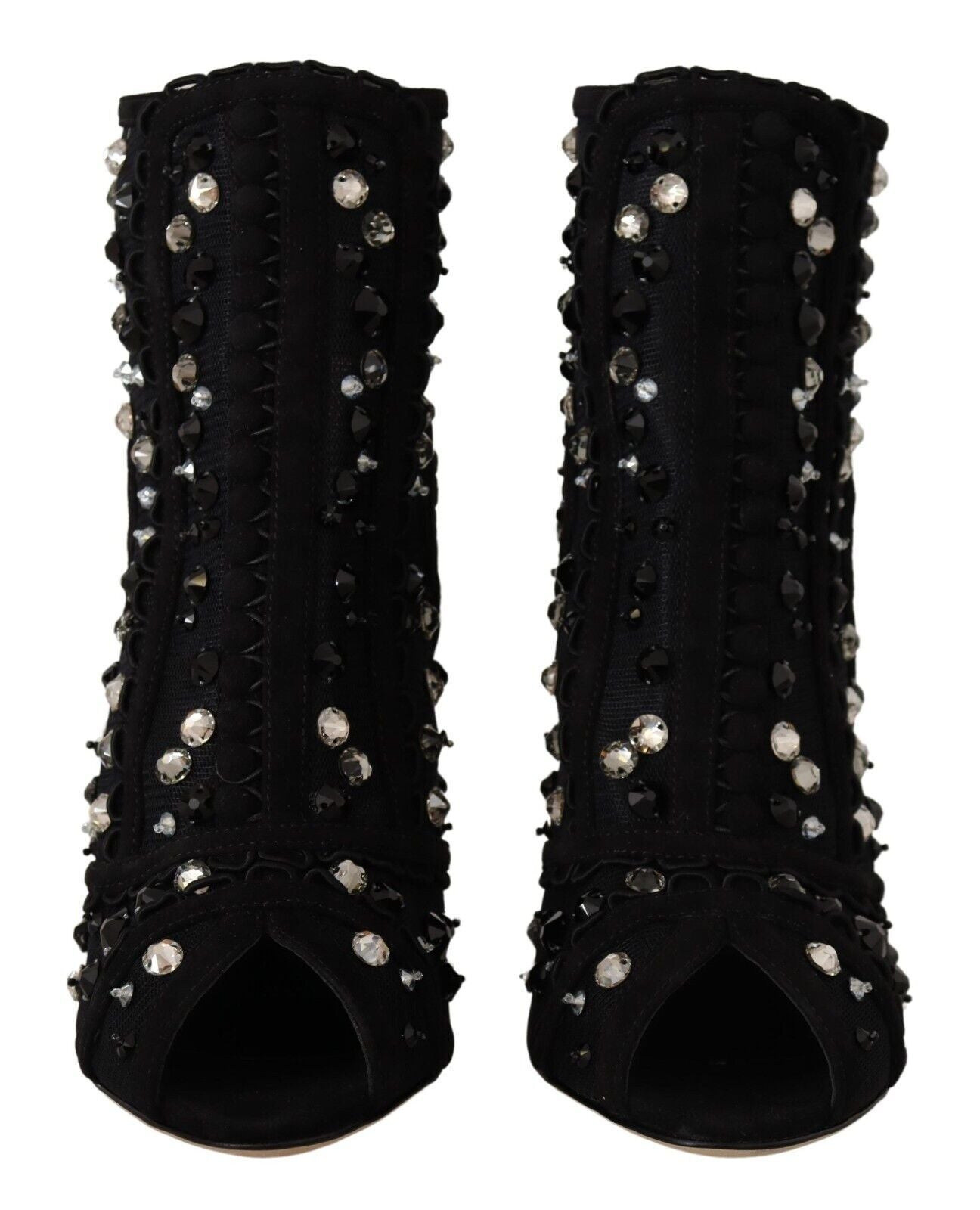 Dolce & Gabbana Black Crystals Heels Zipper Short Boots Shoes Secondary image