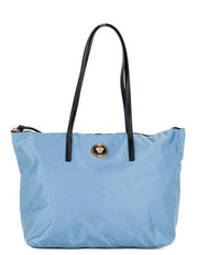 Versace Portuna Medusa Medium Cornflower Blue Nylon Leather Tote Bag Purse - ACCEXO