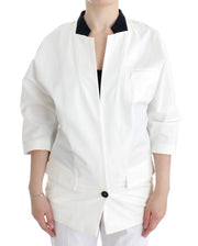 Andrea Pompilio Chic White Cotton Blend Blazer - ACCEXO