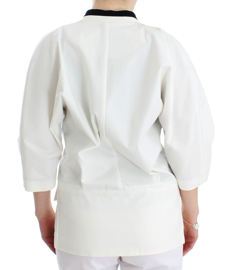Andrea Pompilio Chic White Cotton Blend Blazer - ACCEXO