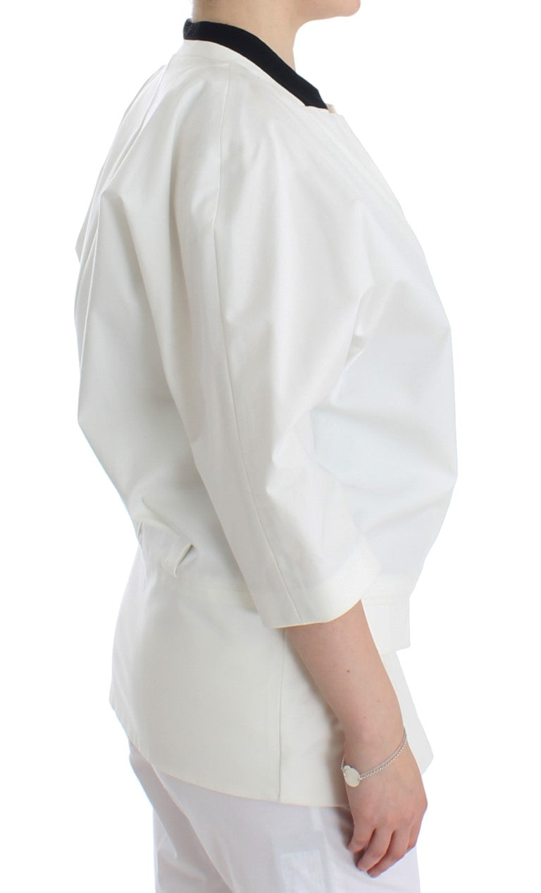 Andrea Pompilio Chic White Cotton Blend Blazer - ACCEXO