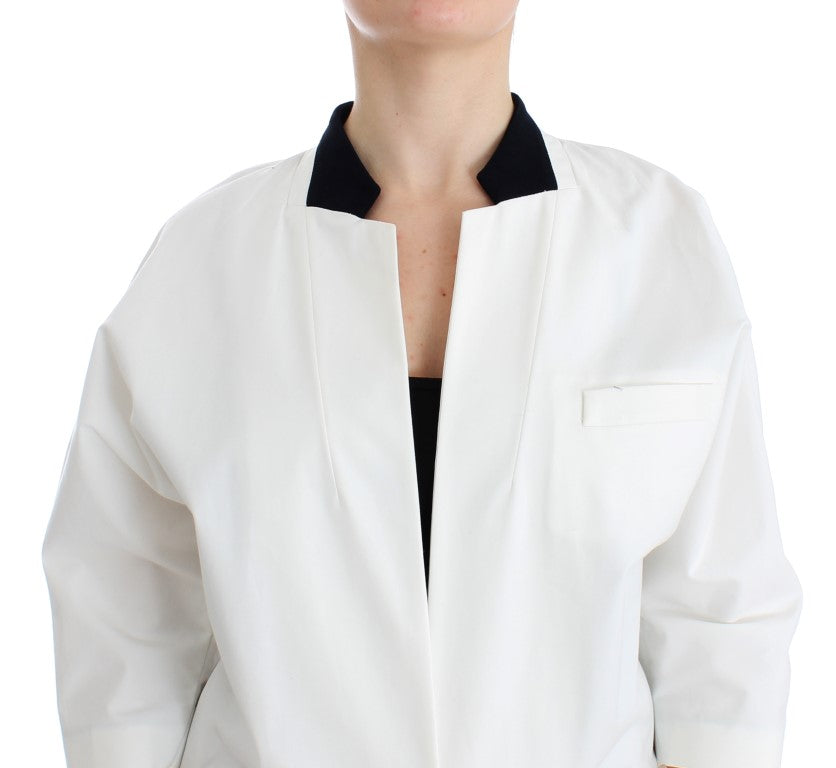 Andrea Pompilio Chic White Cotton Blend Blazer - ACCEXO