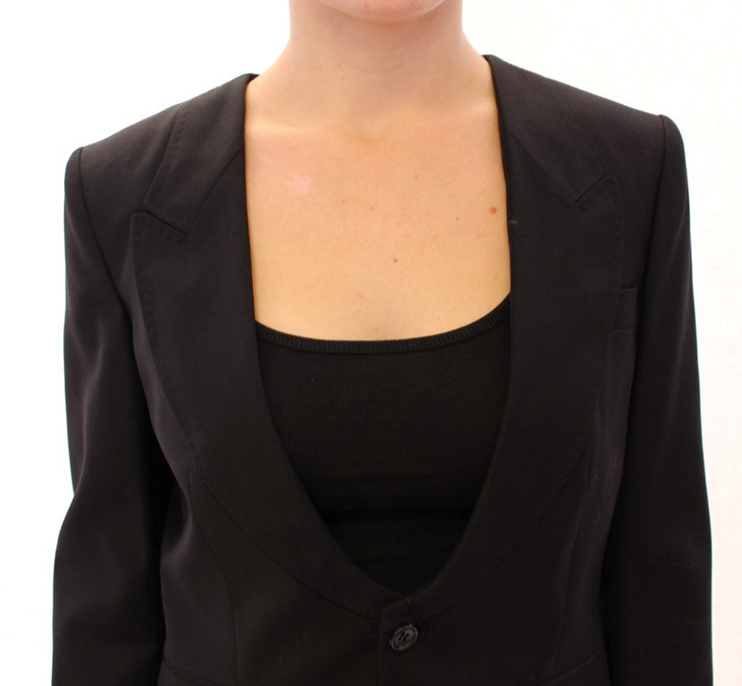 Dolce & Gabbana Elegant Silk-Blend Black Blazer with Scarf Back Detail - ACCEXO