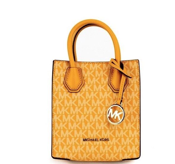 Michael Kors Mercer XS Honeycomb Gold Signature PVC North South Shopper Crossbody Bag - ACCEXO