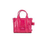 Marc Jacobs The Shiny Crinkle Micro Tote Magenta Leather Crossbody Bag Handbag - ACCEXO