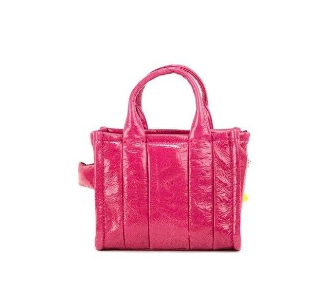 Marc Jacobs The Shiny Crinkle Micro Tote Magenta Leather Crossbody Bag Handbag - ACCEXO