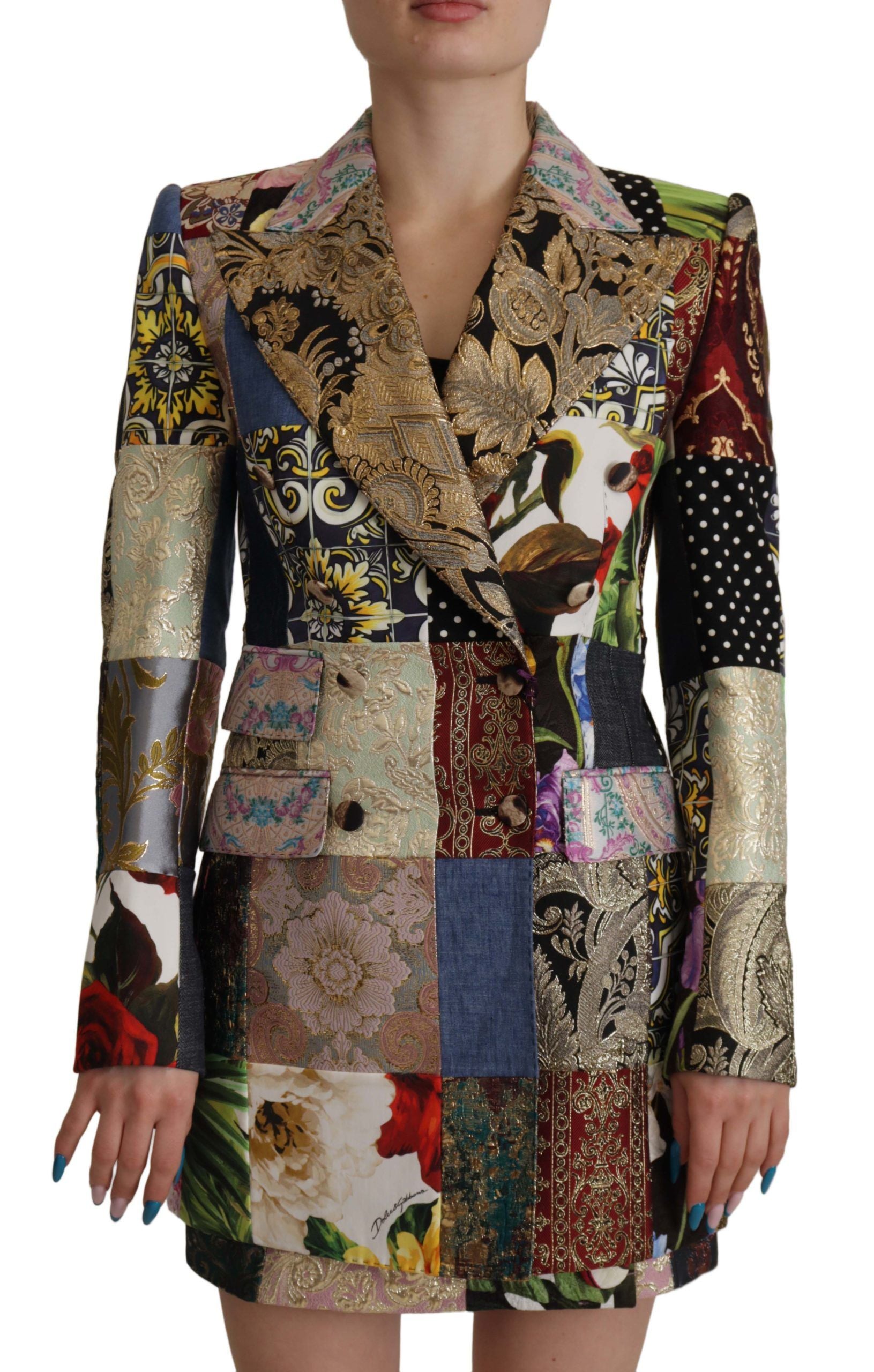 Dolce & Gabbana Multicolor Double-Breasted Patchwork Jacquard Blazer Jacket Main image