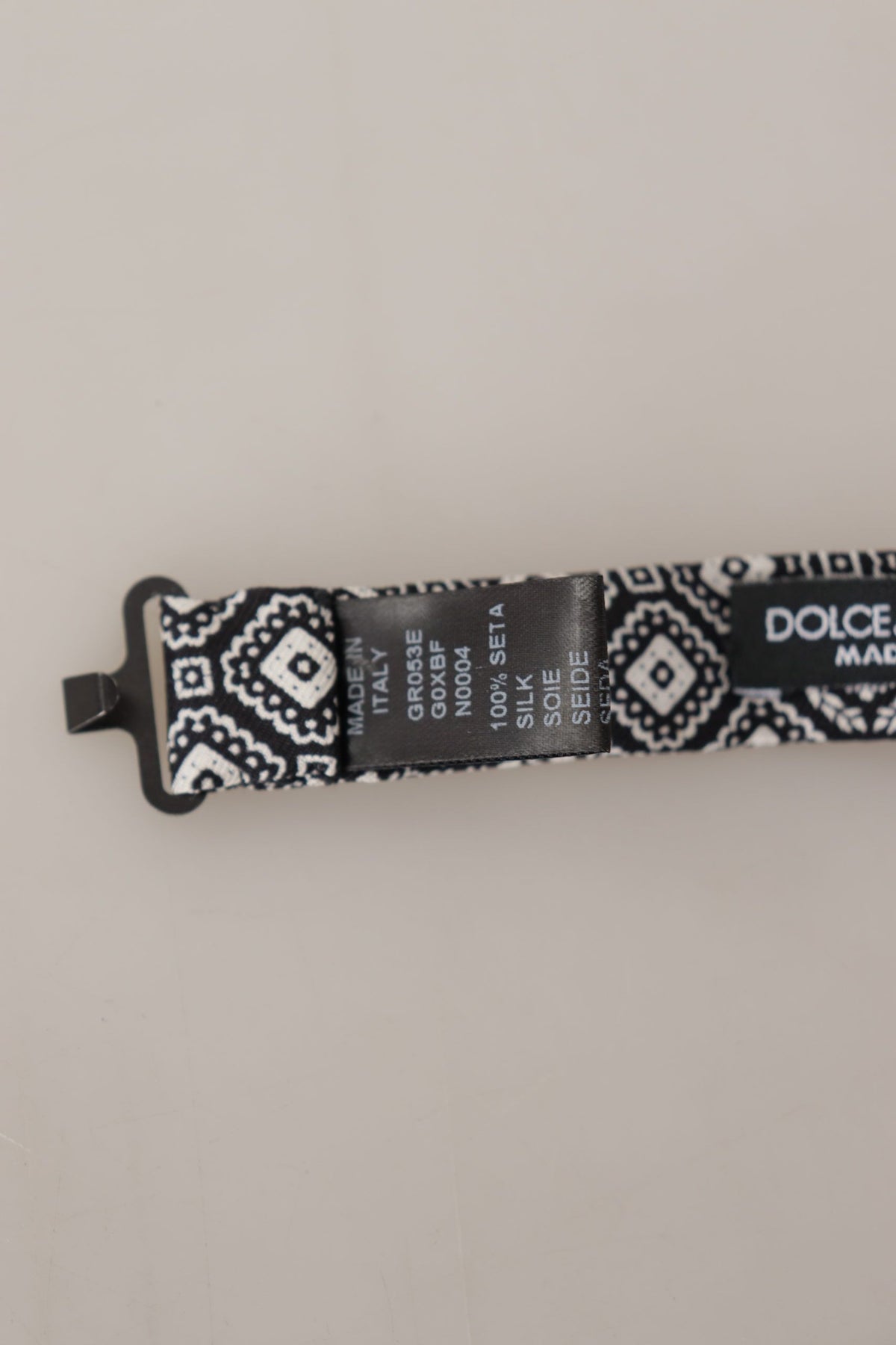 Dolce & Gabbana Black white 100% Silk Adjustable Neck Papillon Tie