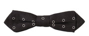 Dolce & Gabbana Dark Gray White Polka Dot 100% Silk Neck Papillon Tie