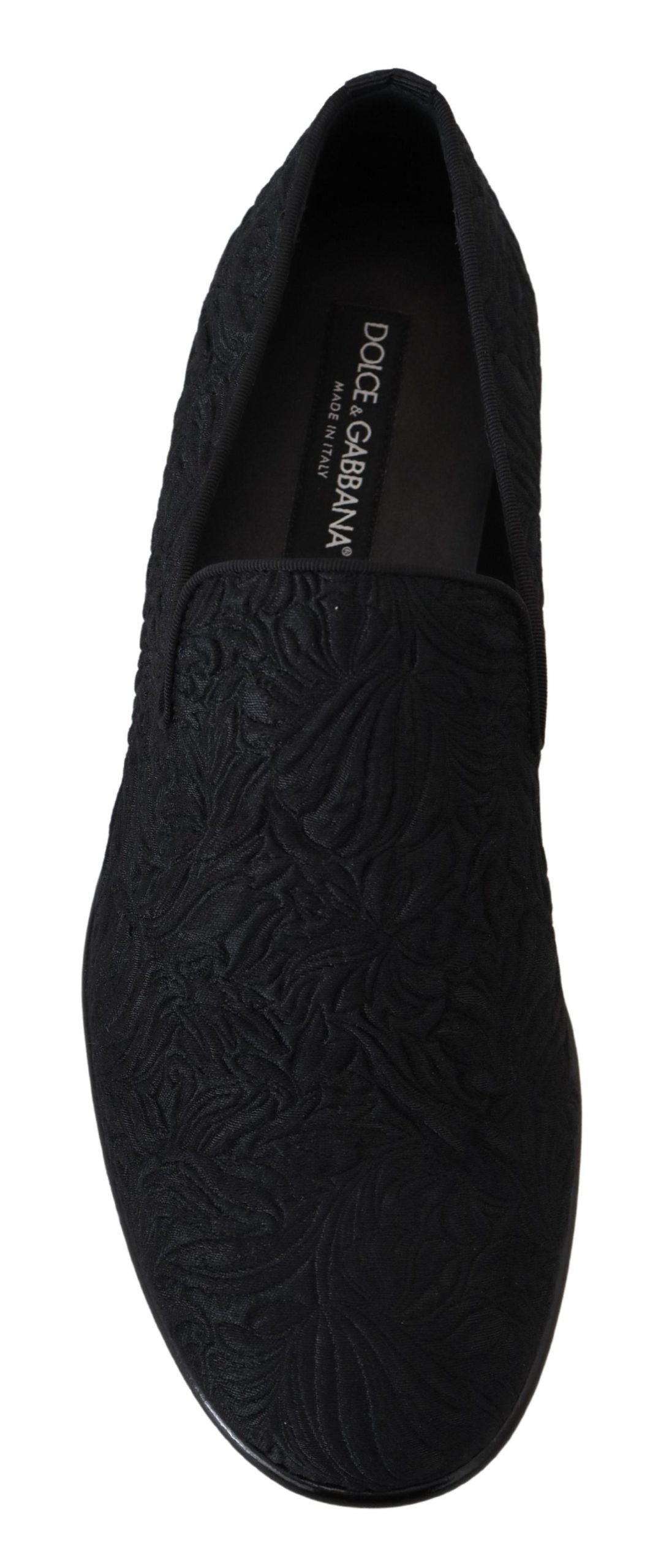 Dolce & Gabbana Elegant Jacquard Black Loafers Slide On Flats - ACCEXO