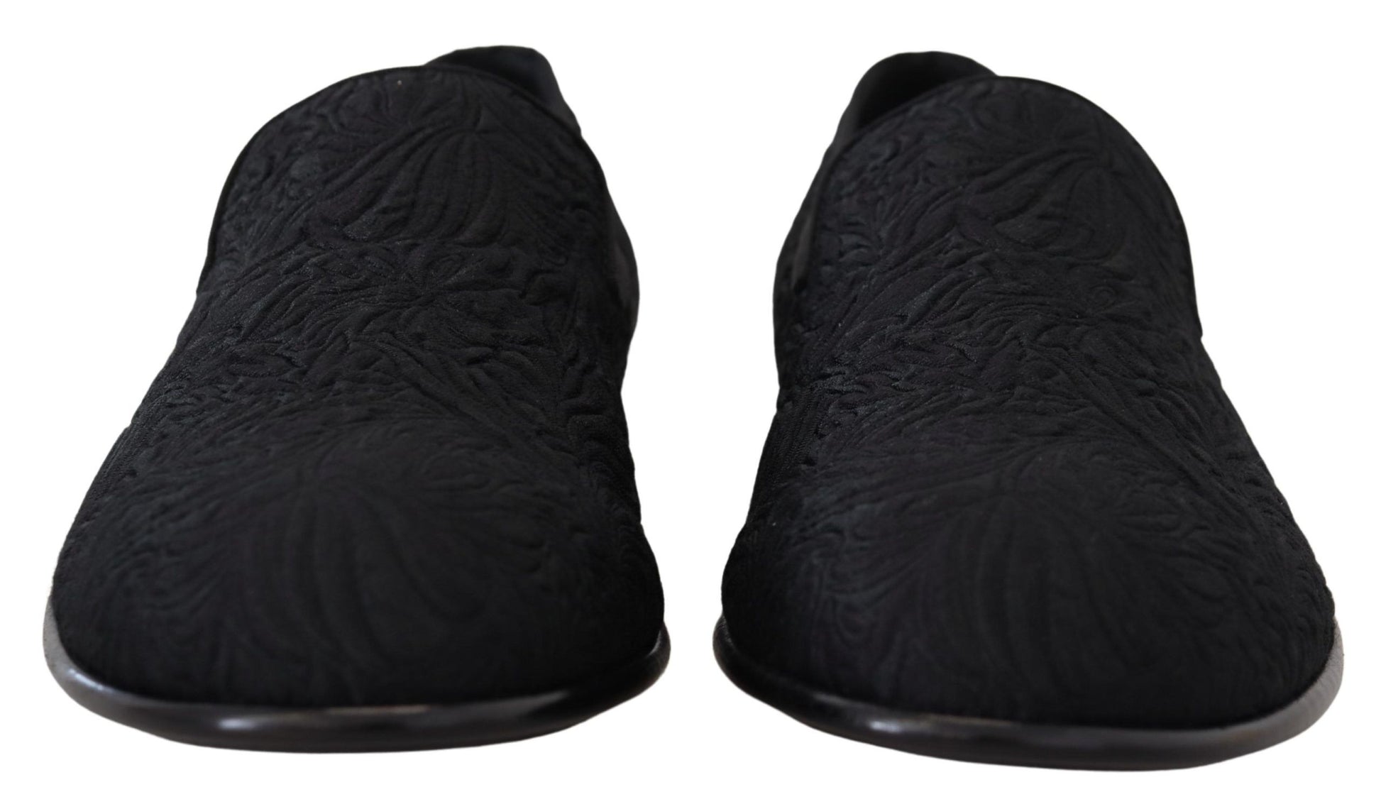 Dolce & Gabbana Elegant Jacquard Black Loafers Slide On Flats - ACCEXO