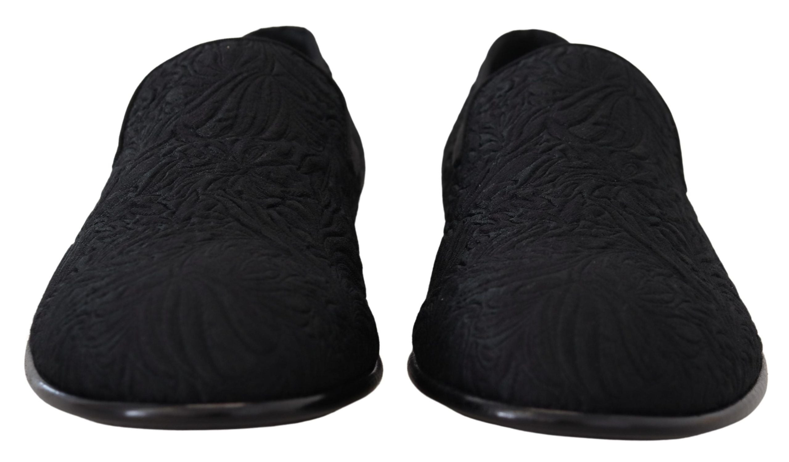 Dolce & Gabbana Elegant Jacquard Black Loafers Slide On Flats - ACCEXO