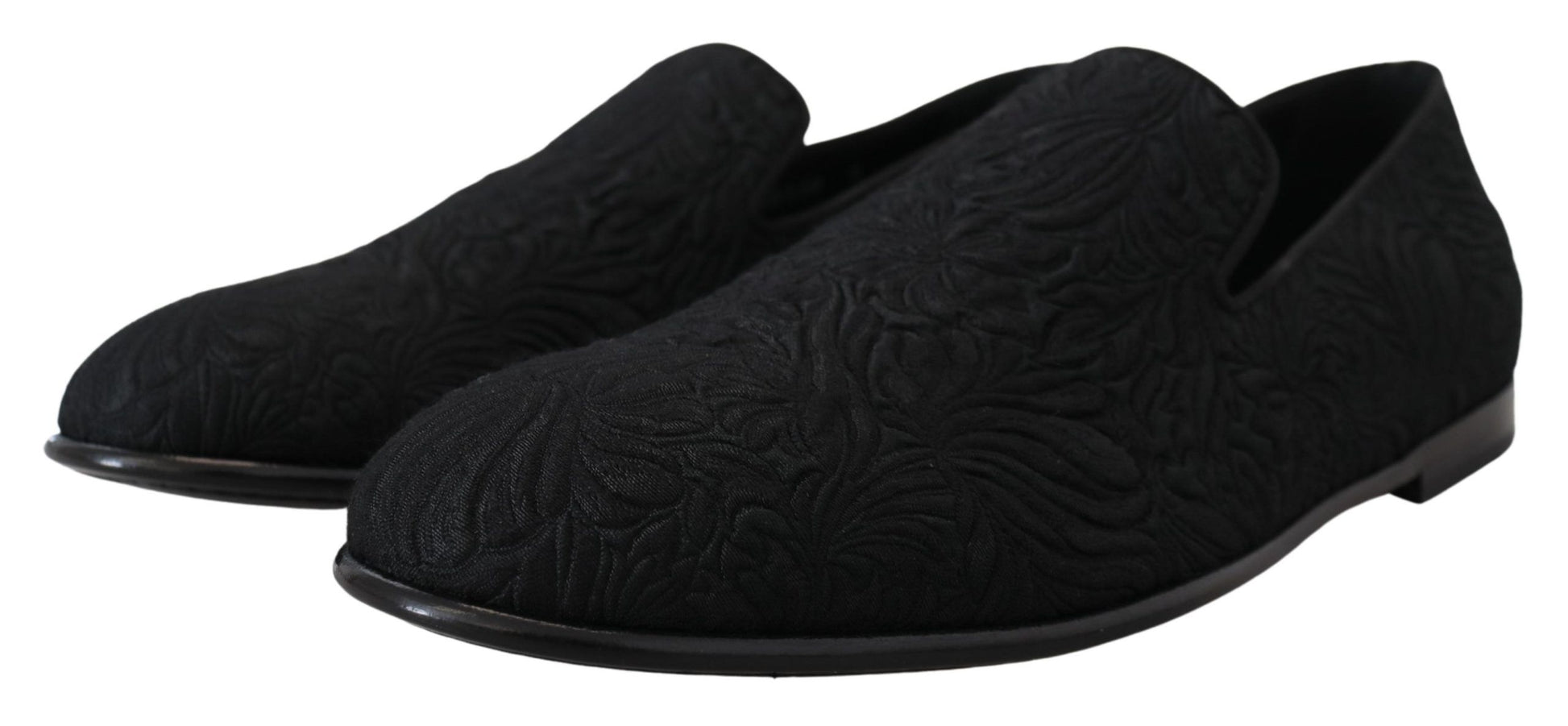 Dolce & Gabbana Elegant Jacquard Black Loafers Slide On Flats - ACCEXO
