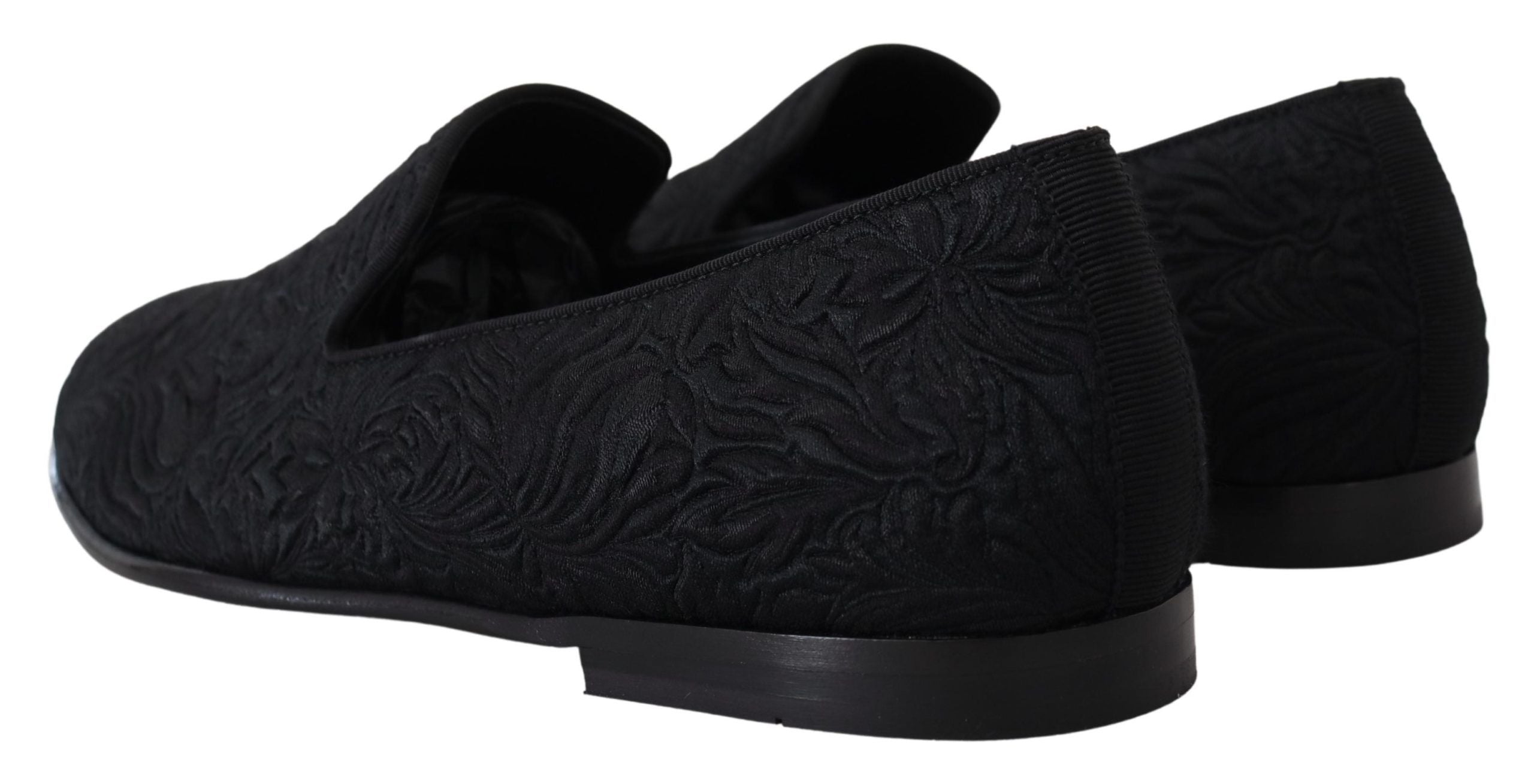 Dolce & Gabbana Elegant Jacquard Black Loafers Slide On Flats - ACCEXO