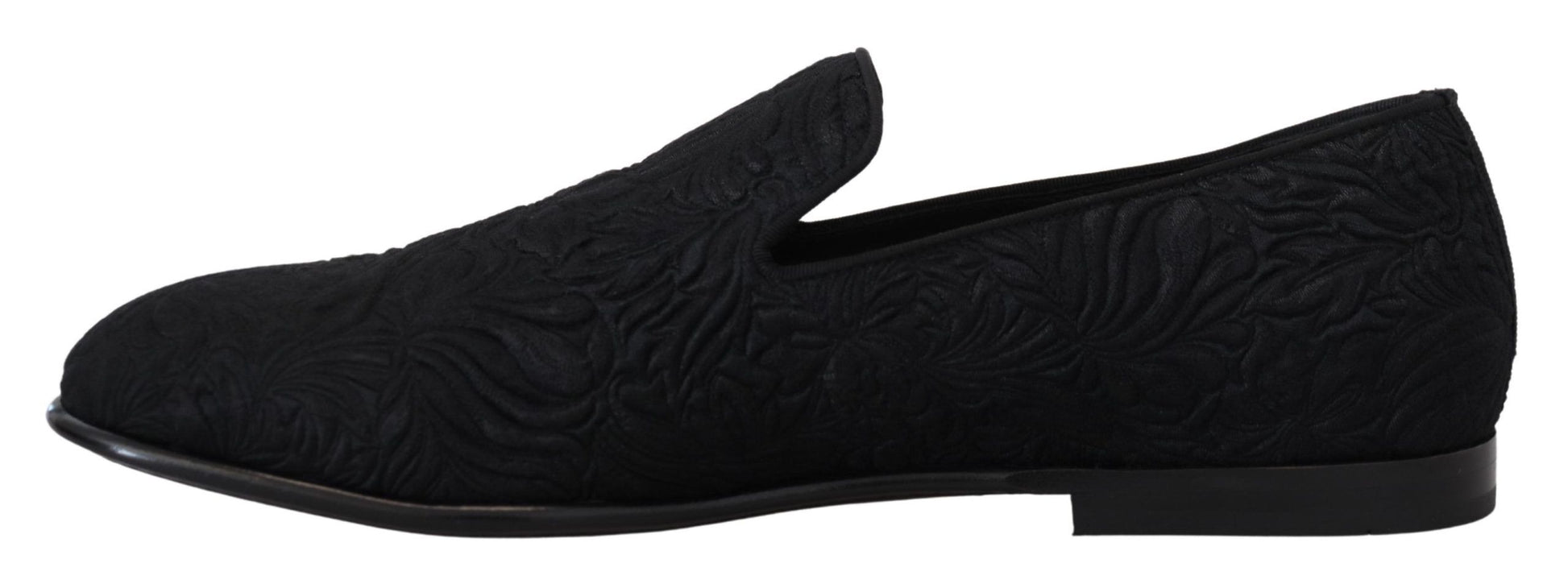 Dolce & Gabbana Elegant Jacquard Black Loafers Slide On Flats - ACCEXO