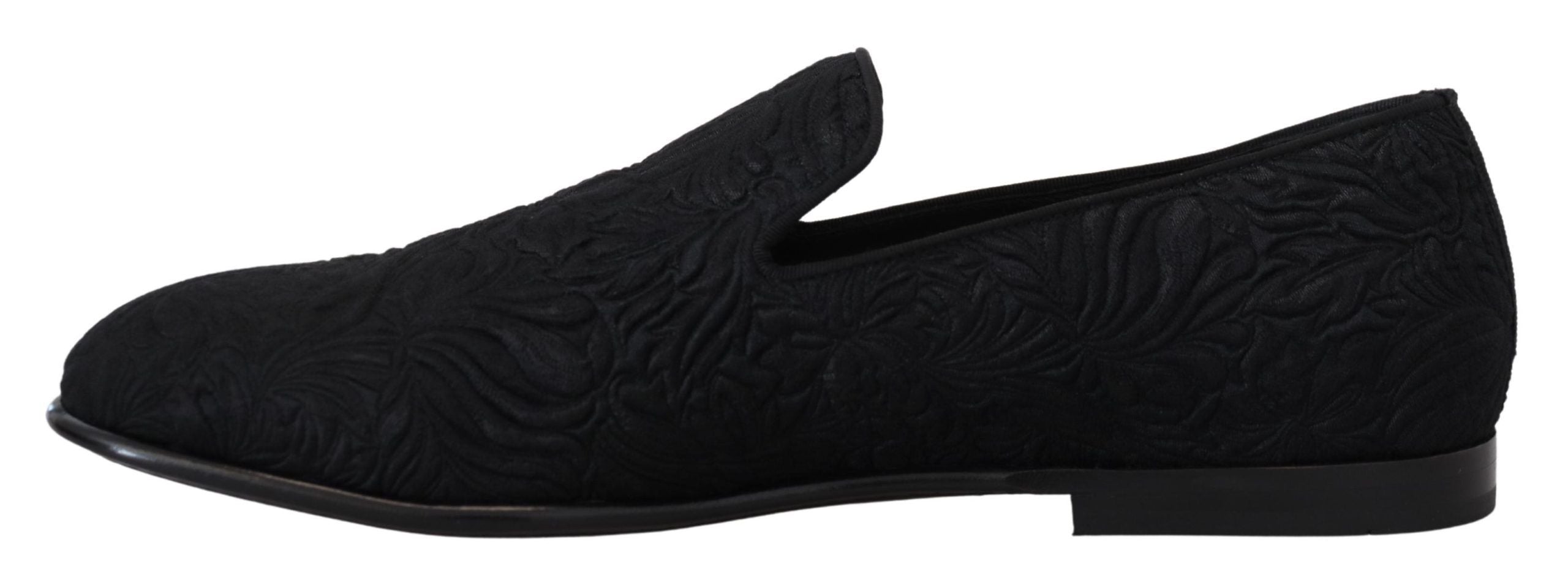 Dolce & Gabbana Elegant Jacquard Black Loafers Slide On Flats - ACCEXO
