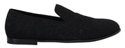 Dolce & Gabbana Elegant Jacquard Black Loafers Slide On Flats - ACCEXO