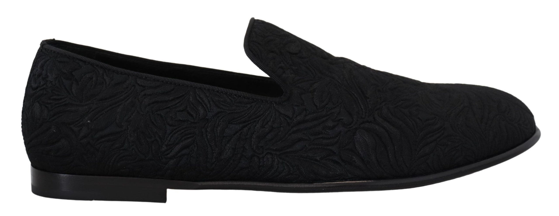 Dolce & Gabbana Elegant Jacquard Black Loafers Slide On Flats - ACCEXO