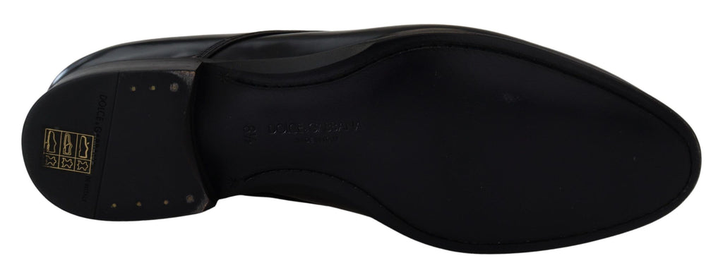 Dolce & Gabbana Elegant Black Leather Derby Shoes - ACCEXO