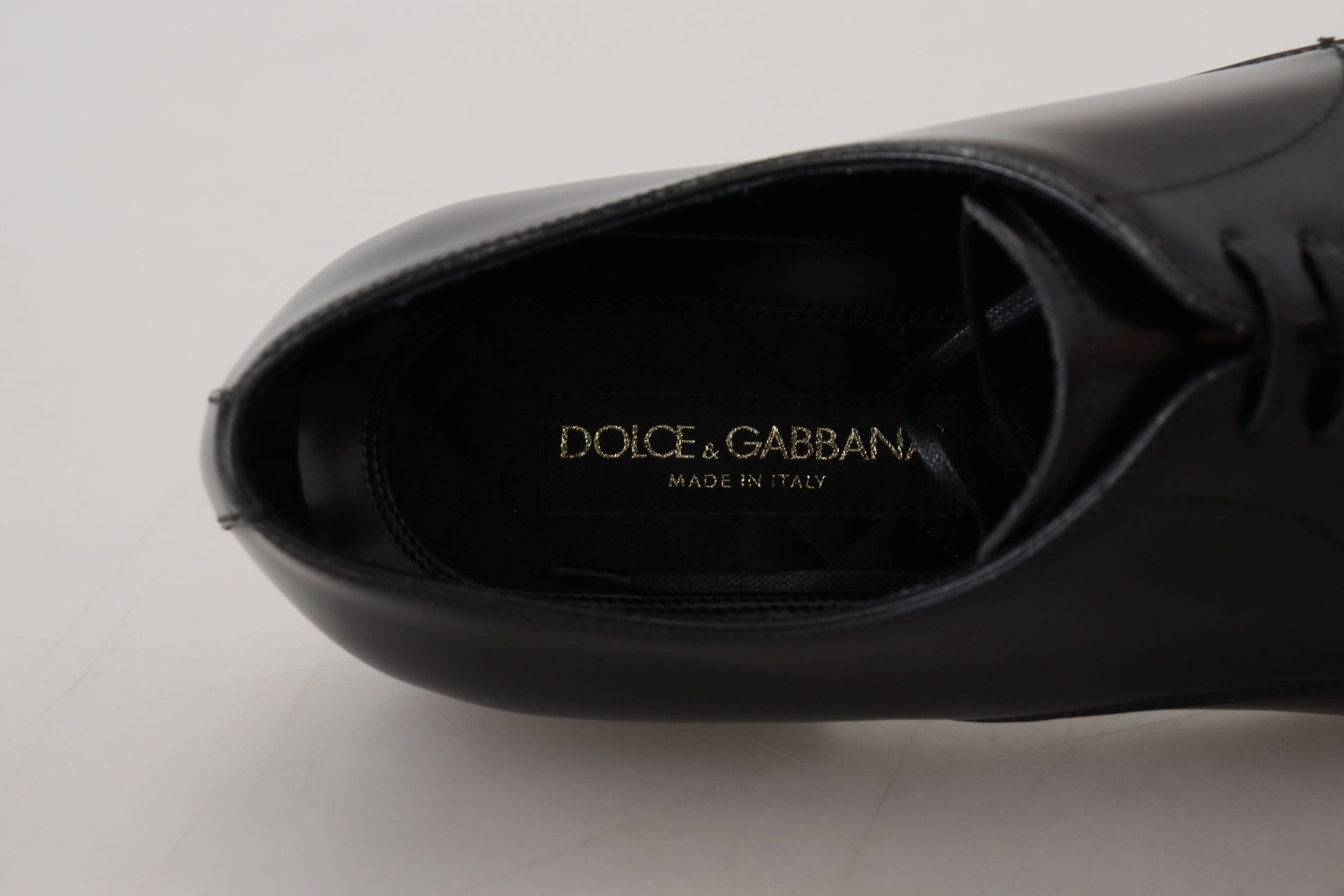 Dolce & Gabbana Elegant Black Leather Derby Shoes - ACCEXO