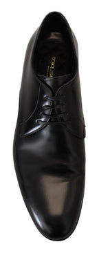 Dolce & Gabbana Elegant Black Leather Derby Shoes - ACCEXO