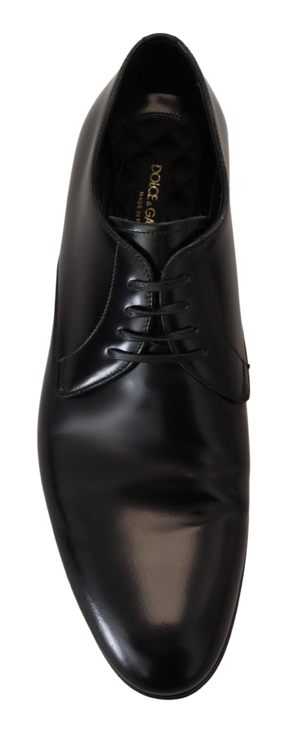 Dolce & Gabbana Elegant Black Leather Derby Shoes - ACCEXO