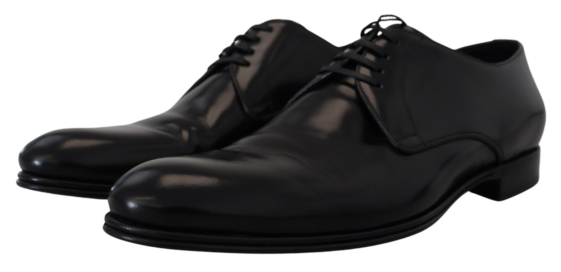 Dolce & Gabbana Elegant Black Leather Derby Shoes - ACCEXO