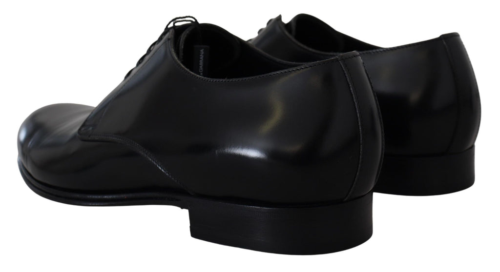 Dolce & Gabbana Elegant Black Leather Derby Shoes - ACCEXO