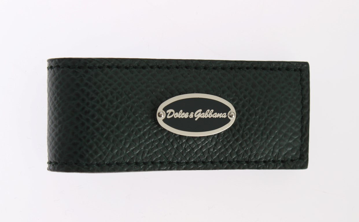 Dolce & Gabbana Green Leather Magnet Money Clip - ACCEXO