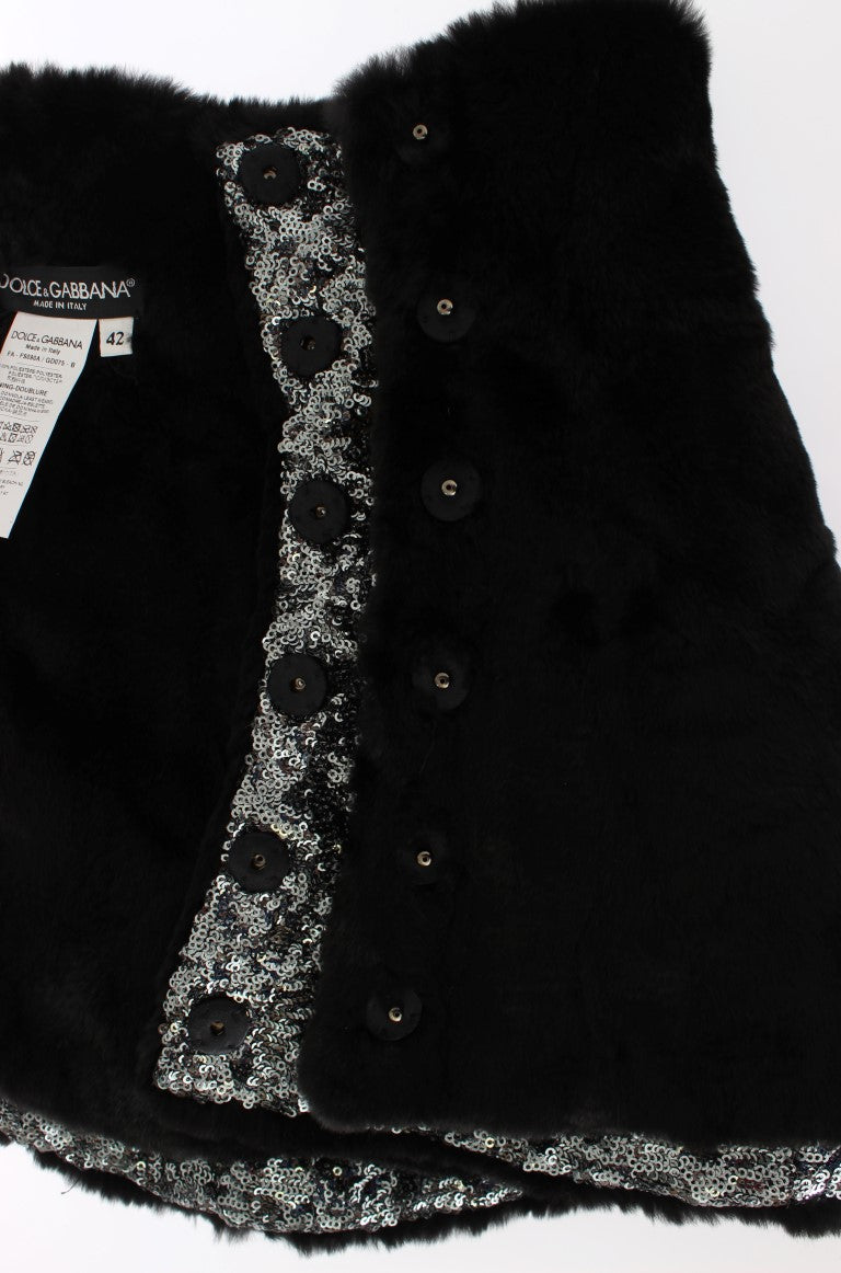 Dolce & Gabbana Elegant Floral Sequined Fur Scarf - ACCEXO