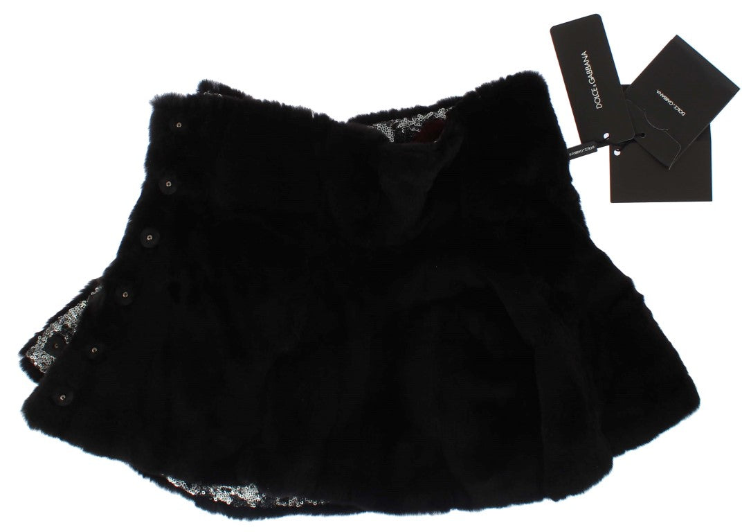 Dolce & Gabbana Elegant Floral Sequined Fur Scarf - ACCEXO