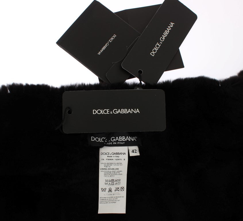 Dolce & Gabbana Elegant Floral Sequined Fur Scarf - ACCEXO