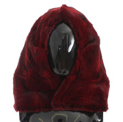Dolce & Gabbana Bordeaux Hamster Fur Crochet Hood Scarf Hat for Women